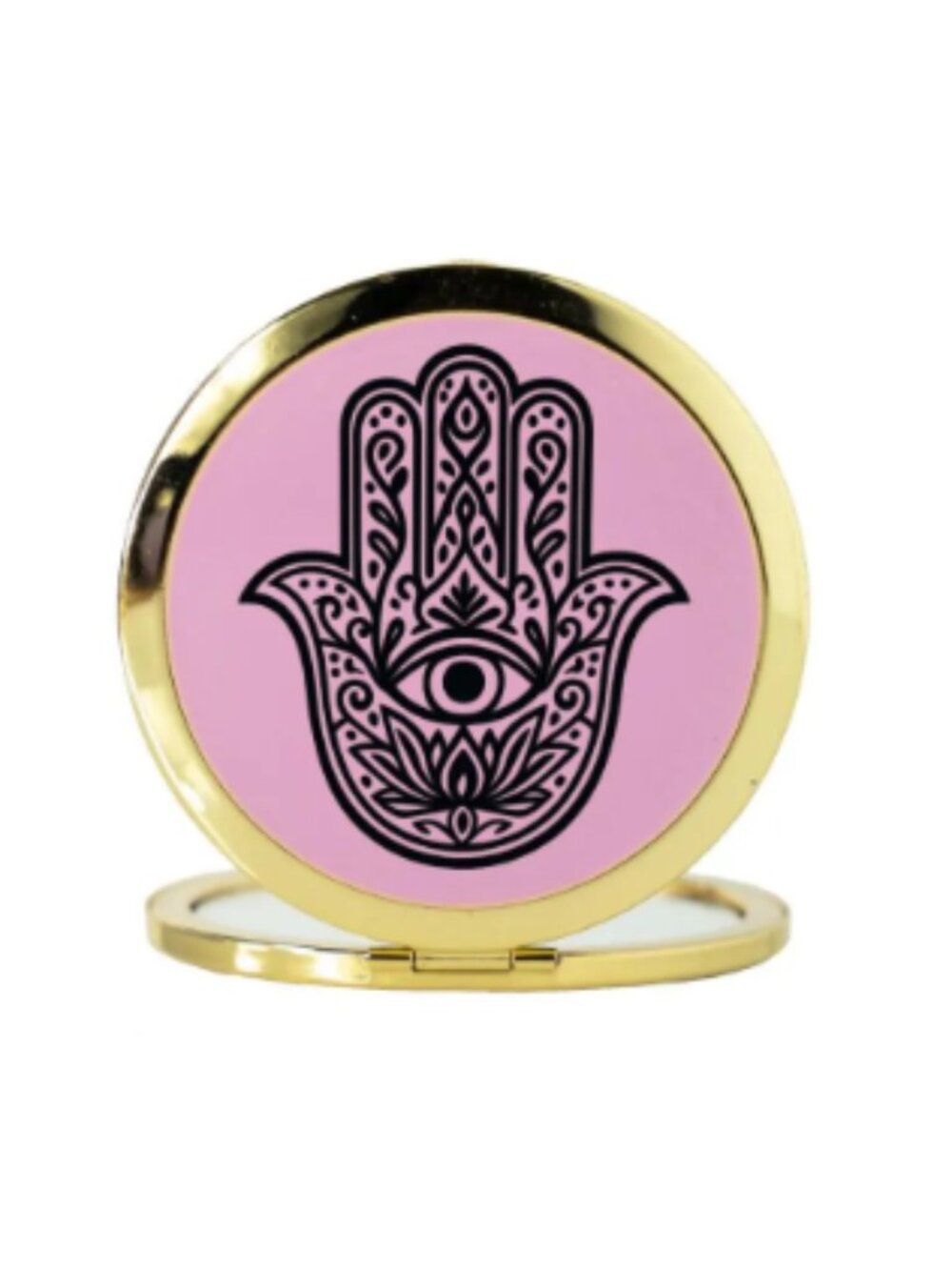 Hamsa Design Compact Mirror: Travel Makeup Accessory